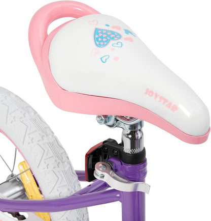 JOYSTAR Fairy 14/16/18 inch kinderfiets voor meisjes van 3 tot 9 jaar, meisjesfiets met stabilisator en mand