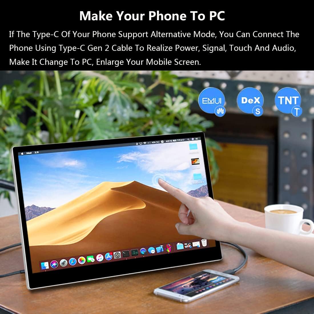 Portable Monitor Touch Screen - 13.3" OLED Full HD 1080P, Portable Display 1ms, 100% DCI-P3, USB C Portable Monitor Lightweight HDMI Mobile Monitor for Laptop/MacBook/PC/Game Consoles - QUORE