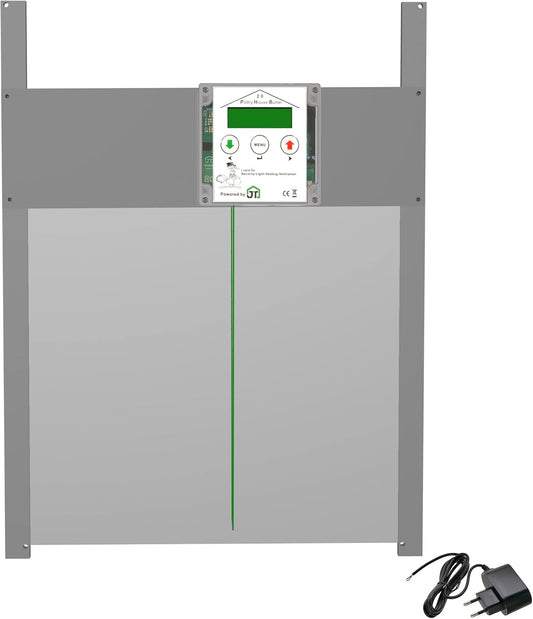 JOSTechnik Poultry House Butler PHB2-RB Frame Device with Self-Locking Chicken Flap, Organic 420 x 370 mm and Real Emergency Stop and Emergency Opening Function, Includes Control for Light, Heating