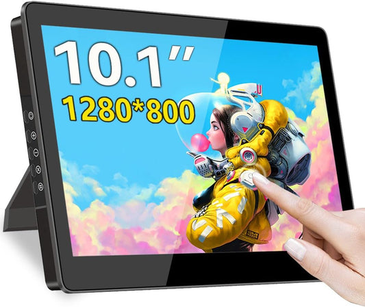 10.1 Inch Touch Screen Mini Monitor, IPS 1280×800 USB-C HDMI Portable Secondary Display with Stand and Speaker, USB C for PC Laptop Grater PI AIDA64 STEM DIY - QUORE