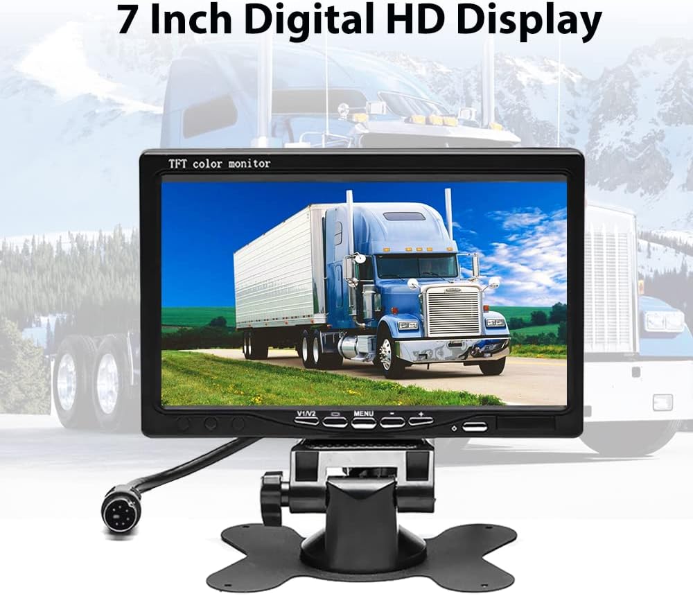 Podofo Draadloze HD Achteruitrijcamera Kit met 7" LCD Automonitor Waterdichte Achteruitrijcamera + Autolader voor Vrachtwagen Bus RV Trailer Graafmachine
