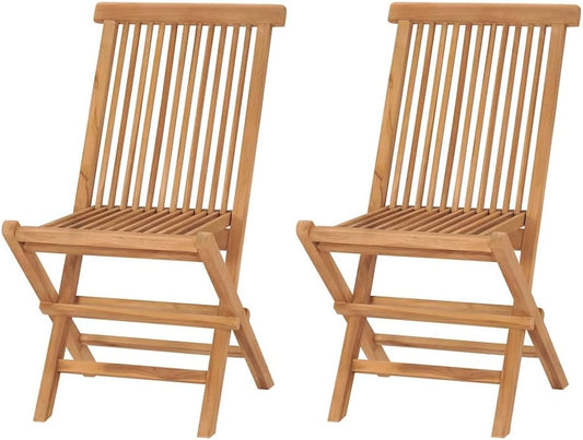 Teak Tuinstoelen – Klapstoelen – Tuinstoelen – Vouwstoelen – Outdoor Stoelen – Set Van 2 – Duurzaam En Weerbestendig – Comfortabele Zithoogte
