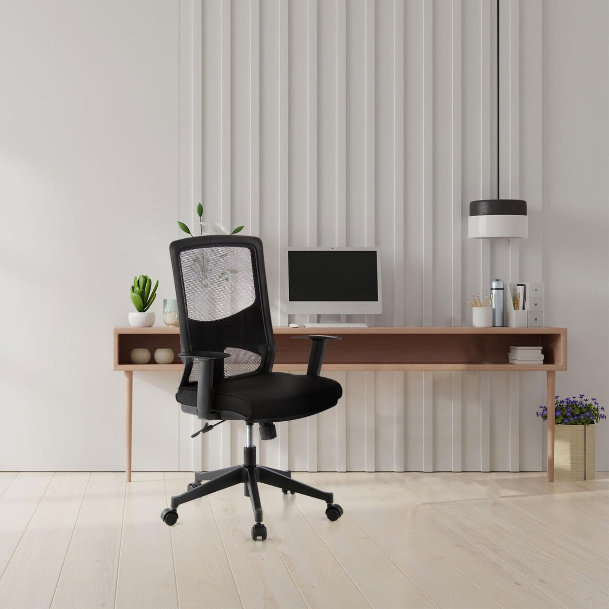 hjh OFFICE Lavita 653100 Ergonomische Bureaustoel, 44 x 57 x 113 cm (L x B x H), Zwart