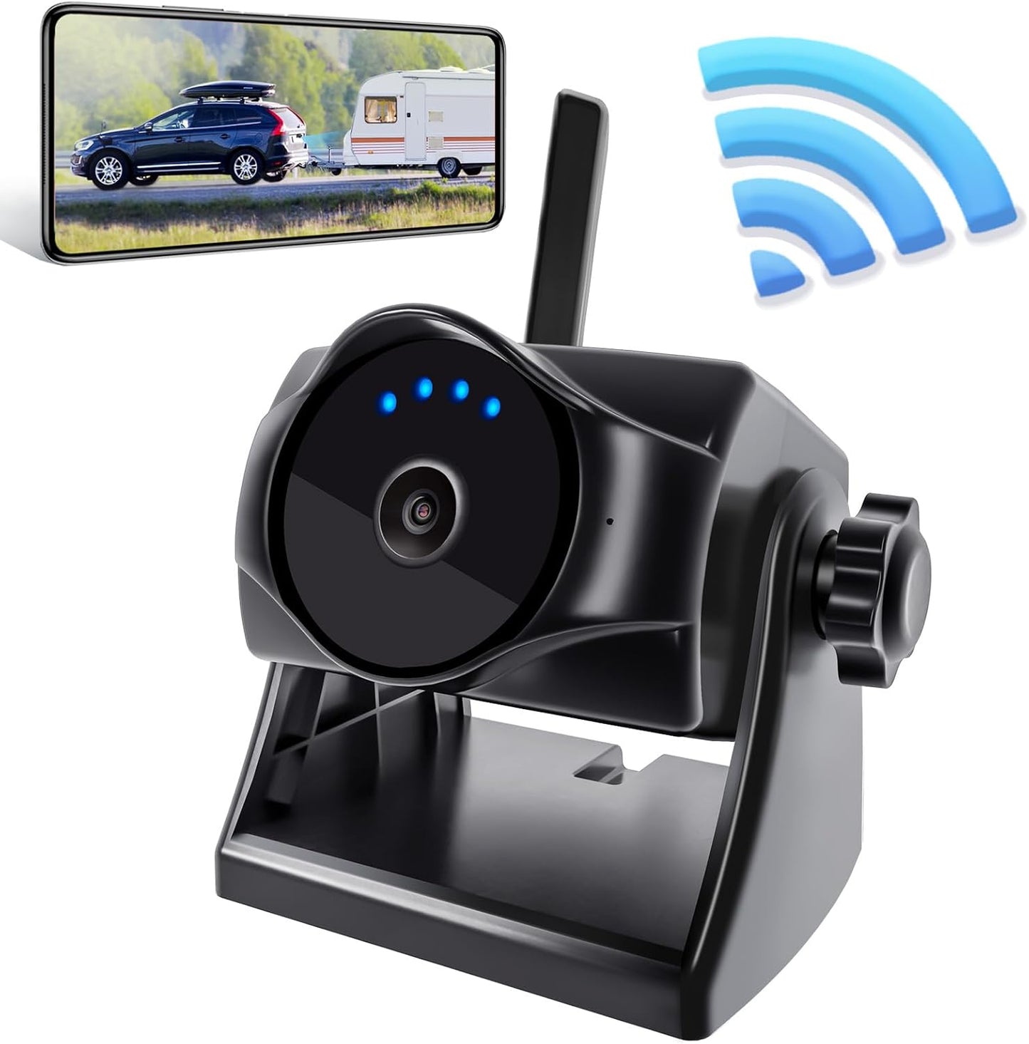 1080P Magnetische draadloze achteruitrijcamera, wifi-achteruitrijcamera met duurzame accu, 90 dagen stand-by, nachtzicht, IP69K, eenvoudige installatie voor vrachtwagens, aanhangers, compatibel met