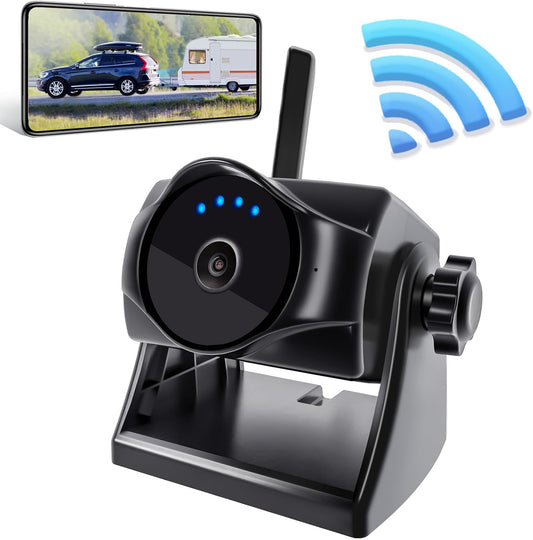 1080P Magnetische draadloze achteruitrijcamera, wifi-achteruitrijcamera met duurzame accu, 90 dagen stand-by, nachtzicht, IP69K, eenvoudige installatie voor vrachtwagens, aanhangers, compatibel met
