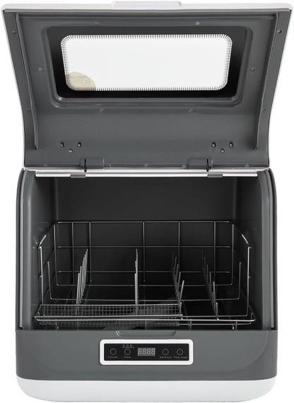 Portable dishwasher, table dishwasher, mini dishwasher, saves a lot of water, multiple cleaning modes, ready to use, suitable for small homes, families, boats (white)