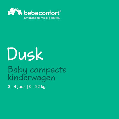 Bebeconfort Dusk, Baby Kinderwagen, 0-4j (0 – 22 kg), Wandelwagen Vanaf Geboorte, Lichtgewicht (7,9 kg) Compacte Kinderwagen, Zacht Gevoerd, Compact Opvouwen, Boodschappenmand, Mineral Graphite