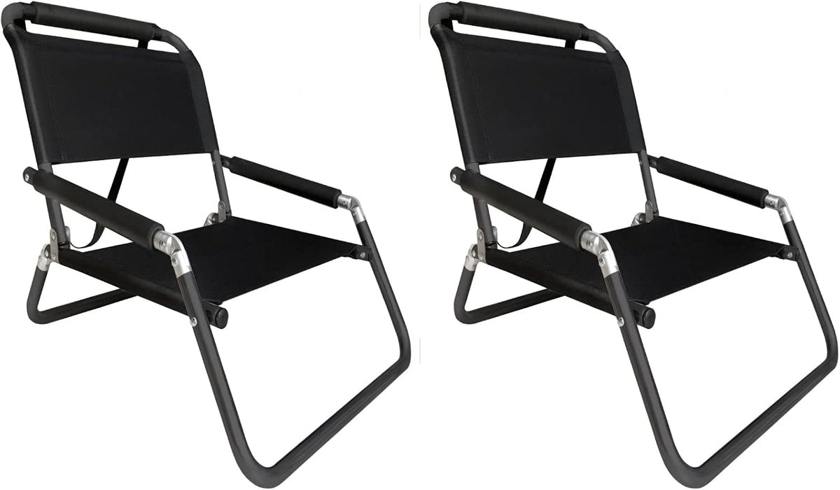 2 Pack Neso XL Beach Chairs, Extra Large, Water Resistant with Shoulder Strap and Slip Pocket - Foldable Thin (Black)
