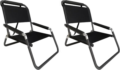 2 Pack Neso XL Beach Chairs, Extra Large, Water Resistant with Shoulder Strap and Slip Pocket - Foldable Thin (Black)