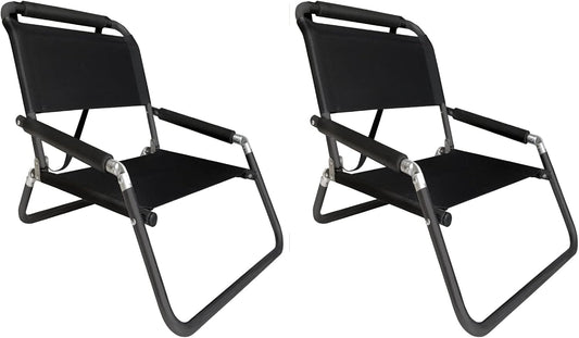 2 Pack Neso XL Beach Chairs, Extra Large, Water Resistant with Shoulder Strap and Slip Pocket - Foldable Thin (Black)