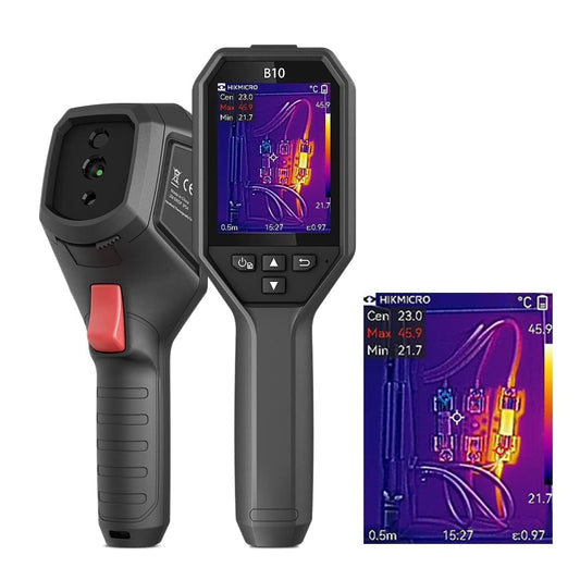HIKMICRO B10 256x192 IR-resolutie thermische beeldcamera, 2 MP visuele camera, volledig scherm meting, 25 Hz verversing, 3,2 inch LCD-scherm, IP54, -35 °F ~1190 °F Temperatuurbereik