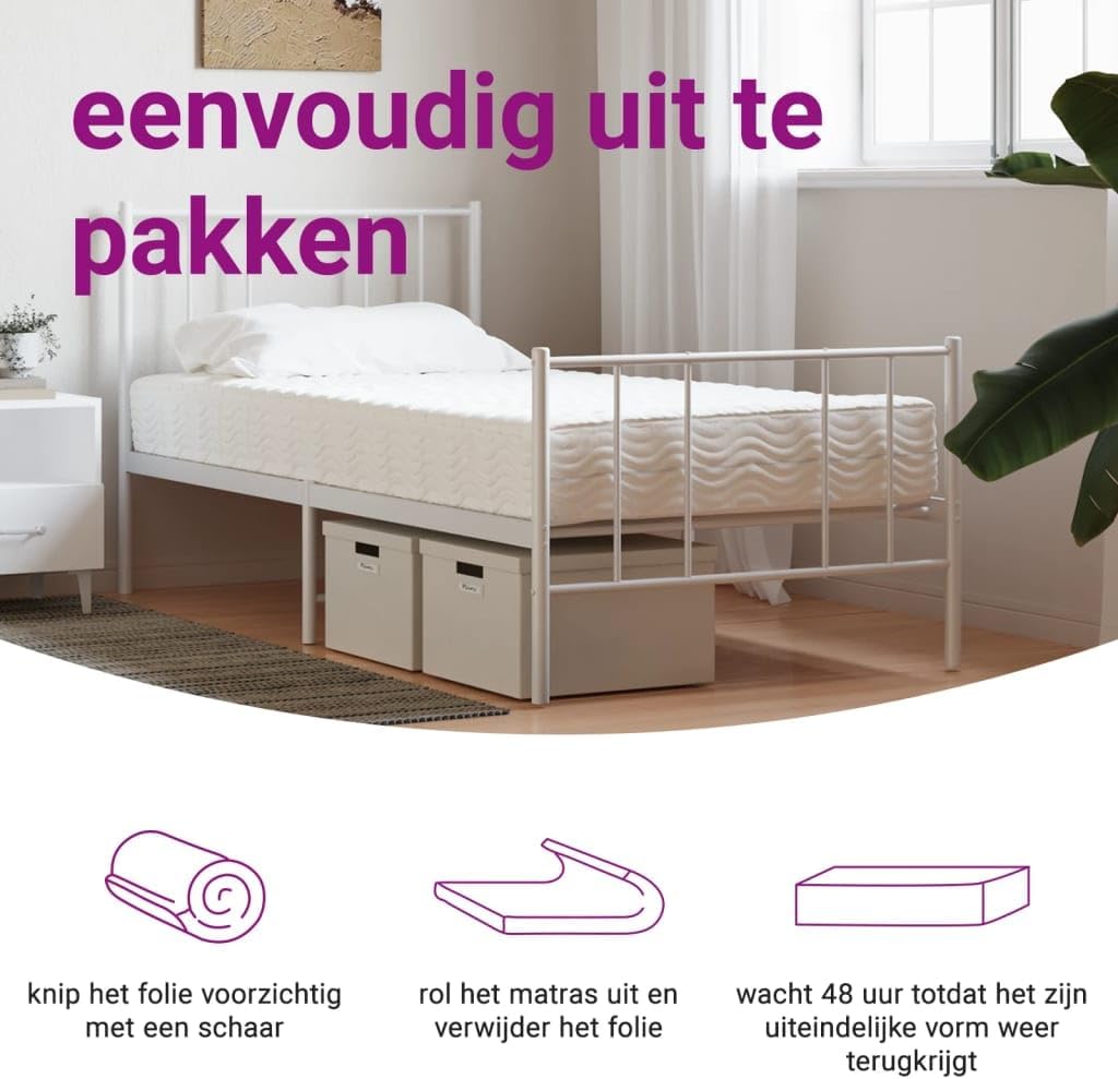 Schuimmatras – Logeermatras – Bedmatras – 1-Persoonsmatras – Koudschuimmatras – 90x200 cm – Omkeerbare Hardheid H2 & H3 – Ademend Met Vochtregulerende Hoes