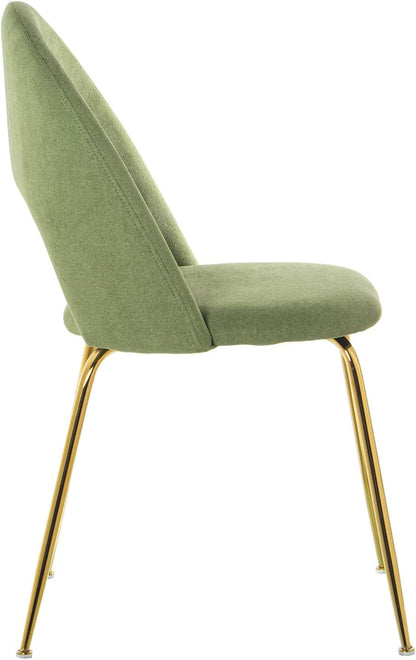 DRW Set van 4 stoelen van fluweel en metaal in groen en goud, 50 x 51 x 86 cm, zitvlak 47 cm