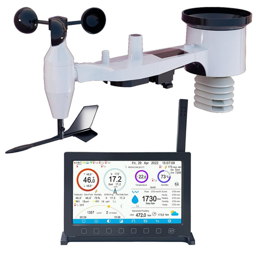 ECOWITT HP2561 Weerstation met buitensensor, draadloos, 7-in-1 wifi, op zonne-energie werkende weerstations met bewakingssysteem op afstand, weersvoorspelling, 7-inch TFT-scherm voor Garden Home