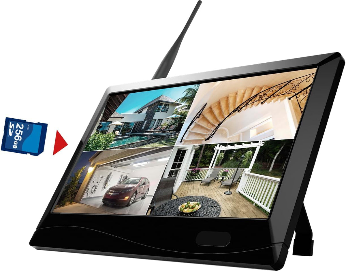 Megasat Bewakingssysteem HS 150 – bewakingscamera & -monitor (opname op SD-kaart of harde schijf, draadloos bereik tot 300 m, 10,1 inch monitor)