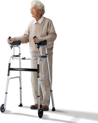 Opvouwbare rollator met onderarmsteun van aluminium voor ouderen en breekbare personen, inklapbaar, revalidatie, 8 hoogte-instellingen, medisch hulpmiddel klasse 1