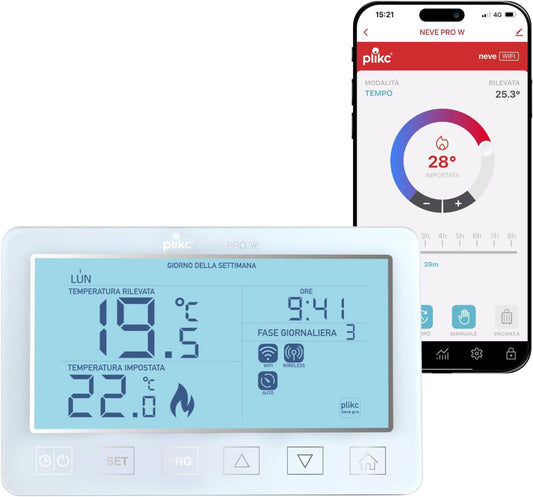 Digitale draadloze thermostaat met dual-band compatibel met Alexa - voeding 230 V - (Sneeuw PRO W)