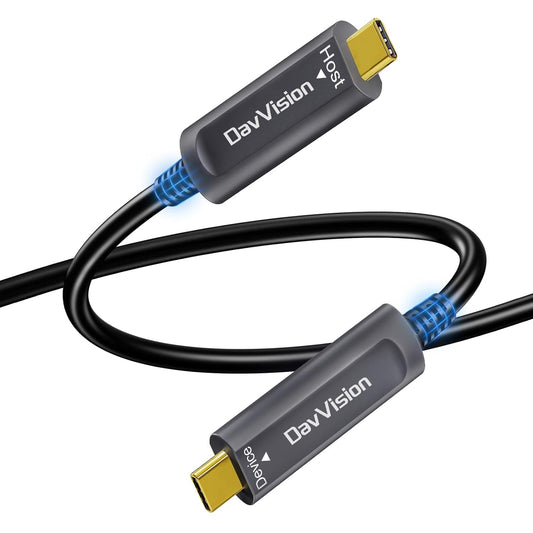 USB C glasvezelkabel 20 m, 10 Gbps USB 3.2 Gen2 Type C kabel met Duitse SiliconLine-chip, ultradun en lange afstand voor Logitech 4K camera, VR/AR, videoconferentie, industrieel systeem