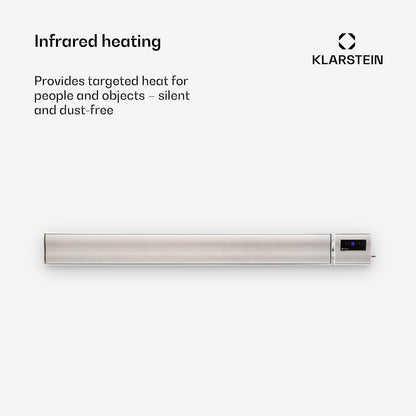 blumfeldt Cosmic Beam Plus Patio Heater, Infrared Heater, Dark Heater, IR Comfort Heat, Adjustable Temperature 5-45°C, Protection Class IP44, Shut-Off Timer, 2400 W, White - QUORE