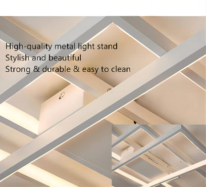 LED Plafondlamp, Moderne LED-Plafondlamp Wit 110cm met Afstandsbediening, Dimbaar Geometrisch Design Smart Lampen Woonkamer Plafond, Plafondverlichting voor Kantoor, Keuken, Slaapkamer