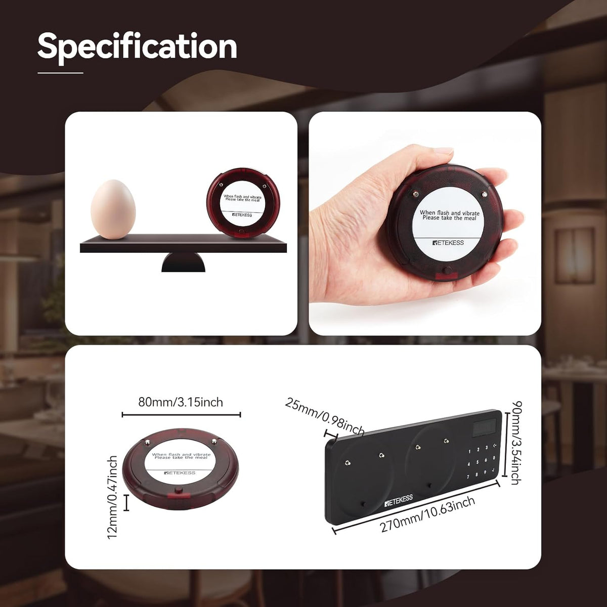 Draadloos Oproepsysteem – Pagers – Belmeesysteem – Restaurantoproepsysteem – Wachtrijbeheersysteem – 20 Pagers – 500 Meter Bereik – 20 Uur Accuduur - QUORE