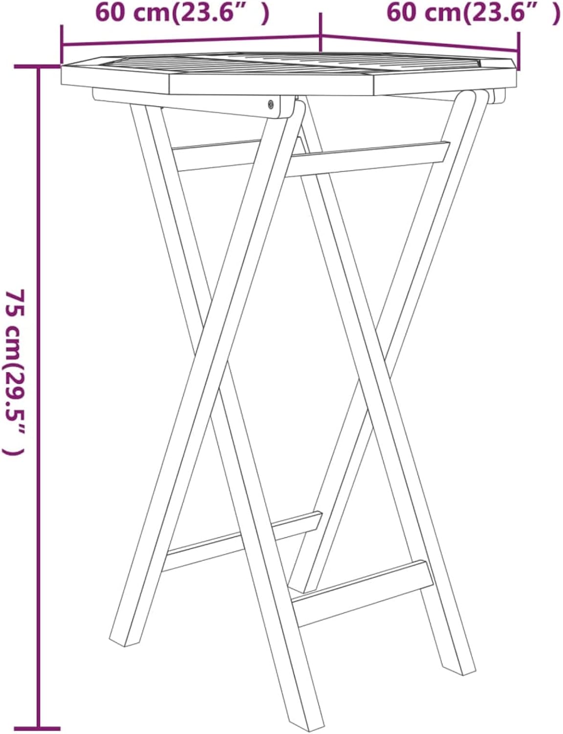 Tidyard Set of 3 for Dining Room, Bistro, Garden, Collapsible Teak Wood, Wooden Table and Garden Chairs, Square Table and 2 Folding Outdoor Chairs, Wooden - QUORE