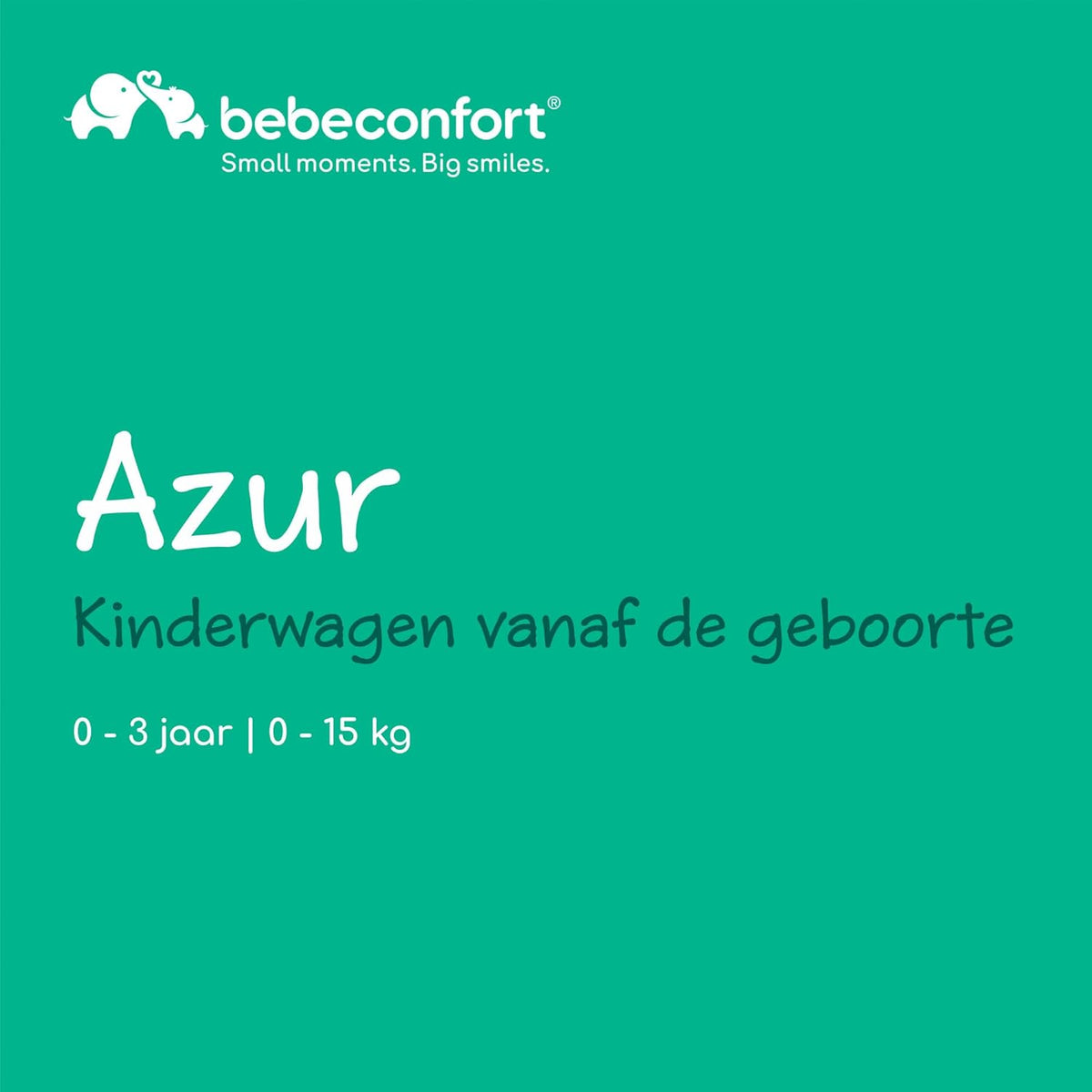 Bebeconfort Azur, Compacte Kinderwagen, 0-3 jaar (15 kg), Lichtgewicht Kinderwagen, Automatisch Inklappen met één Hand, Naadloos Verstelbaar Naar Vlakke Ligstand, Grote Mand, Mineral Green
