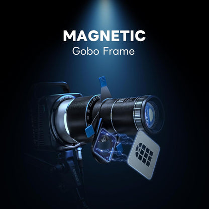 Bowens Mount Snoot DF DIGITALFOTO, Optische Snoot voor Monolight Portretten met Framing Shutter, Compatibel met Aputure Amaran 60D/XS/100X/D 200D/X, Godox SL60, 25 Gobo's