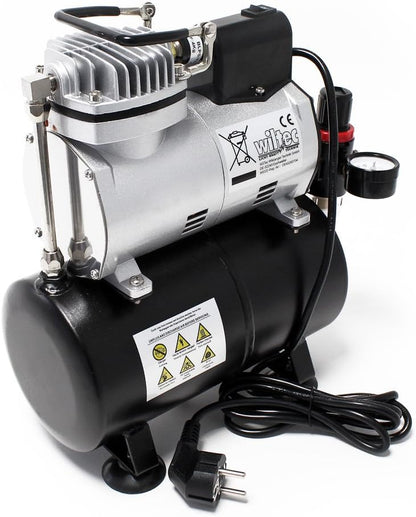 Wiltec airbrush compressor AF186 met luchttank drukregelaar 4 bar automatische Start-Stop