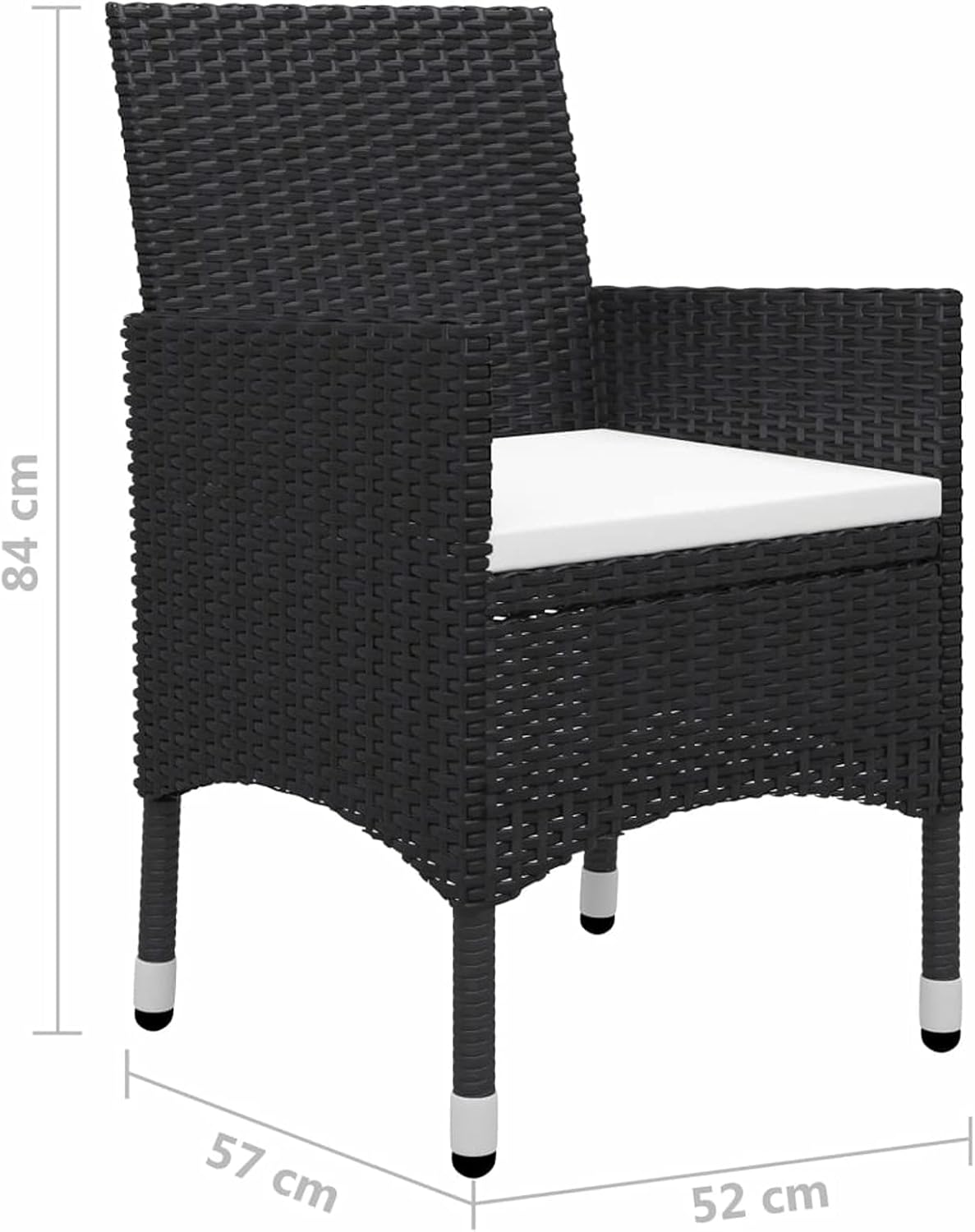 Tidyard Giaridno Poly Rattan and Steel Bistro Set Coffee Table and 2 Chairs Rattan Table and Garden Chairs Outdoor Rattan Garden Furniture Rattan Dining Room Set for Outdoor Use - QUORE