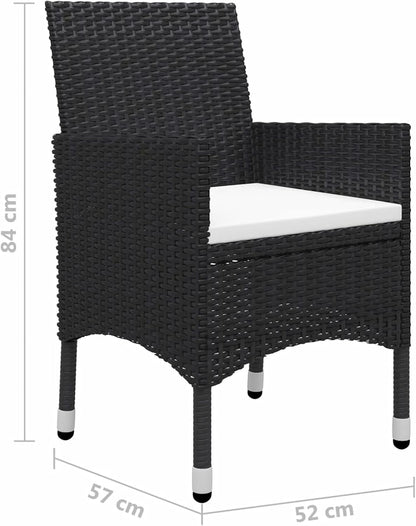 Tidyard Giaridno Poly Rattan and Steel Bistro Set Coffee Table and 2 Chairs Rattan Table and Garden Chairs Outdoor Rattan Garden Furniture Rattan Dining Room Set for Outdoor Use - QUORE