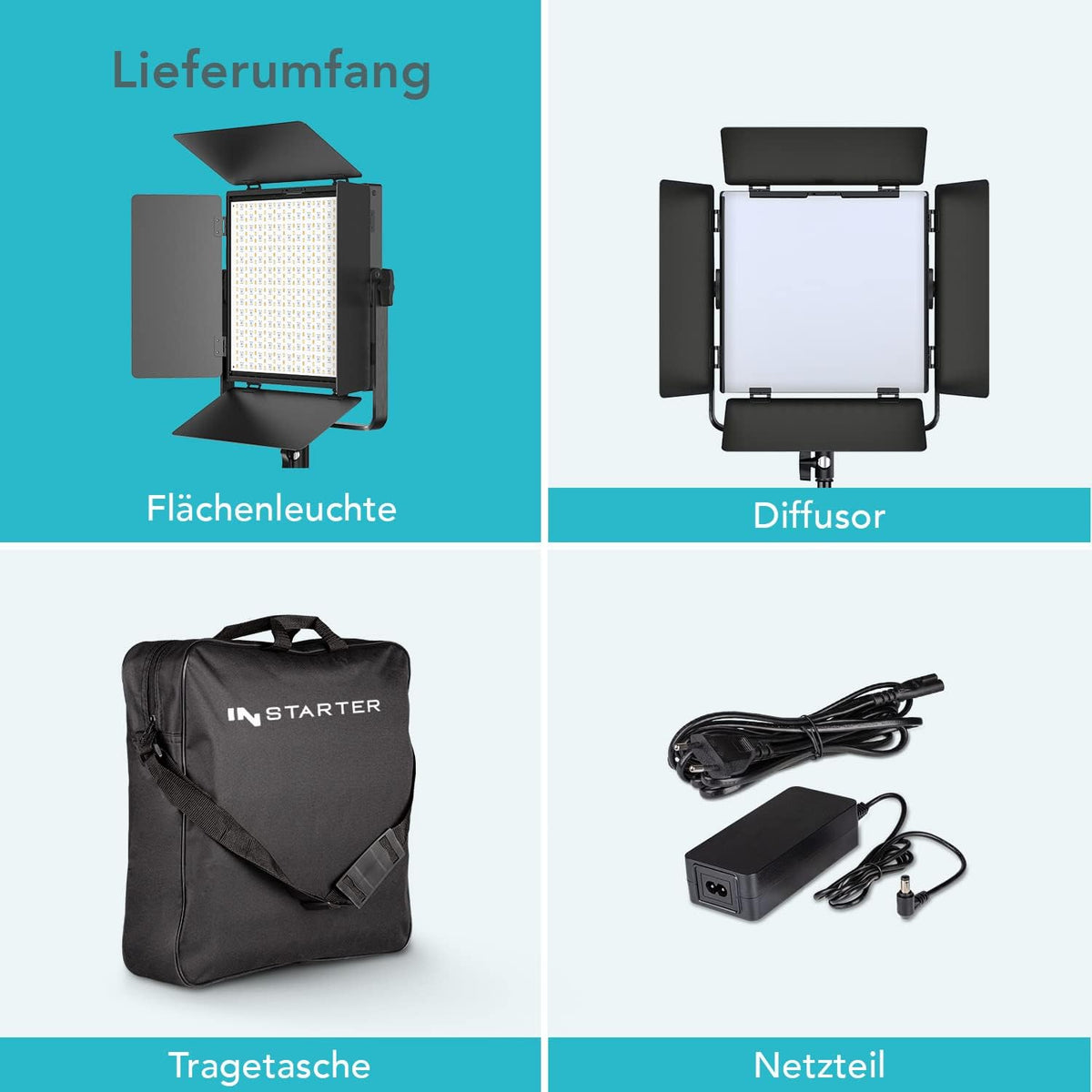LED videolamp – LED panel – Studiolamp – Cameralamp – Videolicht – 60W Bi-Color 3200K-7500K – Dimbaar 1-100% Met App Bediening En 360° Draaibaar