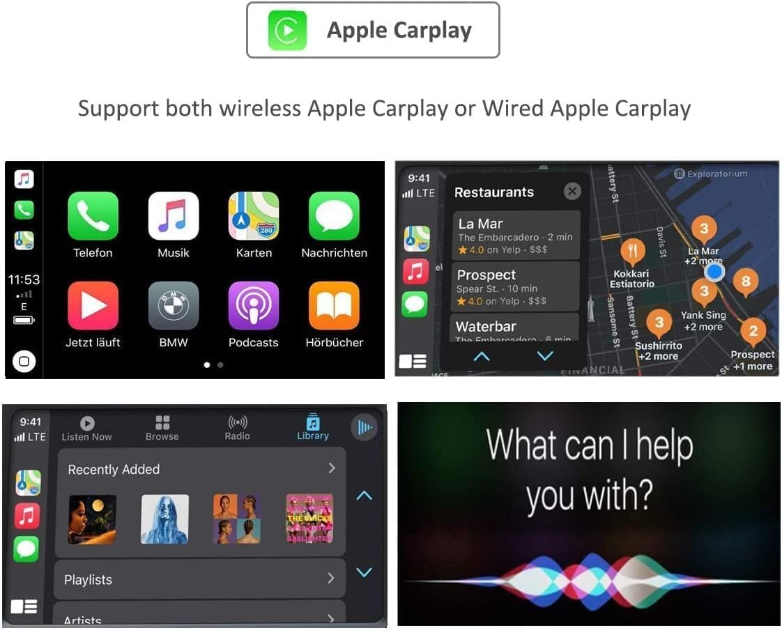 Draadloze CarPlay Adapter – Retrofit Kit – Wireless Android Auto Interface – Mirrorlink Navigatie Systeem – Plug-and-Play Installatie – Spraakbesturing Siri Support