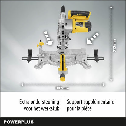 Powerplus electric mitre saw POWX075730S - 2100W telescopic saw, Ø254mm - straight & mitre - laser - with 1 acc.