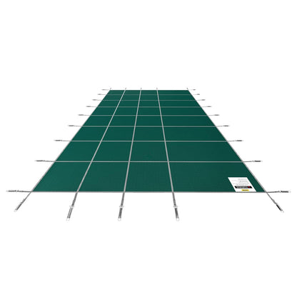 VEVOR Veiligheidsafdekking voor ingegraven zwembaden, 4,9 x 9 m, groen net, veiligheidsdeken, afmetingen 5,5 x 9,8 m, met installatiegereedschap voor winterzwembad, bestand tegen zon, wind