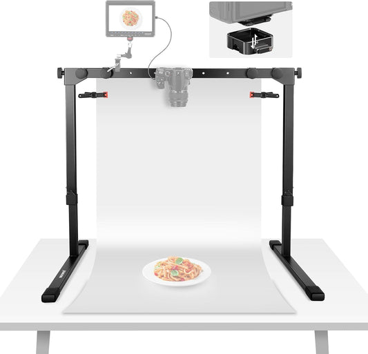 NEEWER Camera houder voor bovenhoofd voor opnames van boven naar beneden met 1s snelsluiting Arca Type QR plaat, robuuste tafelstandaard voor meerdere apparaten om te koken, bureaubreedte ≥ 80 cm,