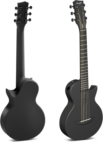Enya Nova Go Mini-gitaar, zwart, 1/4 van koolstofvezel, voor kinderen, volwassenen, beginners, reisgitaar, muzikale opvoeding voor kinderen, cadeau voor Pasen, verjaardag, Kerstmis