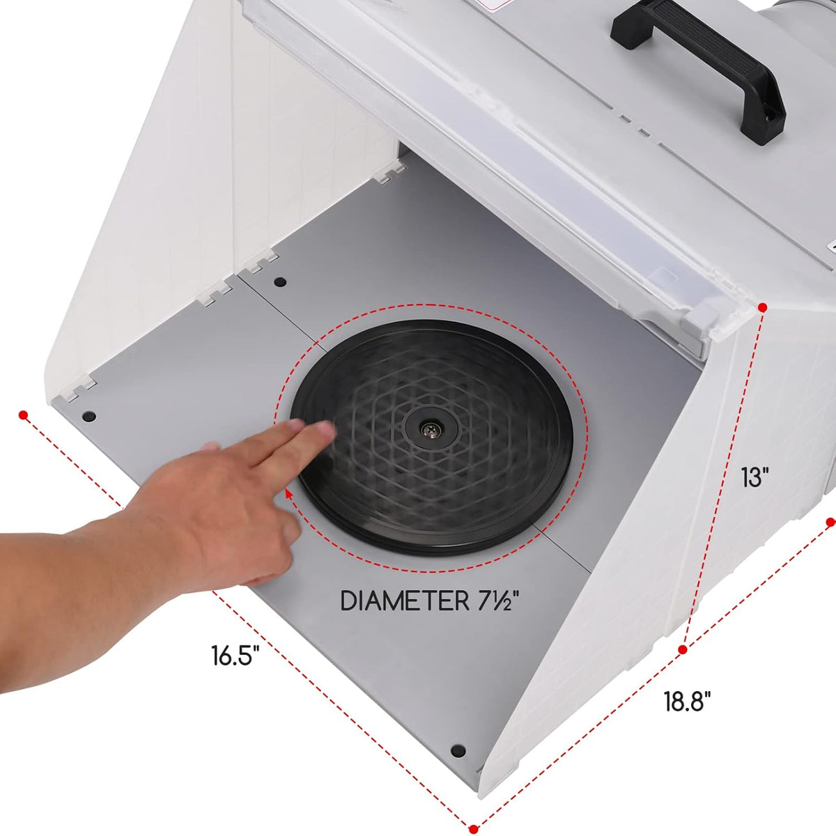 MEEDEN Airbrush verfspuitcabines, set met 3 ledlampen, Air Brush afzuigsysteem met draaiplateau en filterslang, draagbare cabine en instelbare helderheid, voor model, knutselen, nagels, hobby