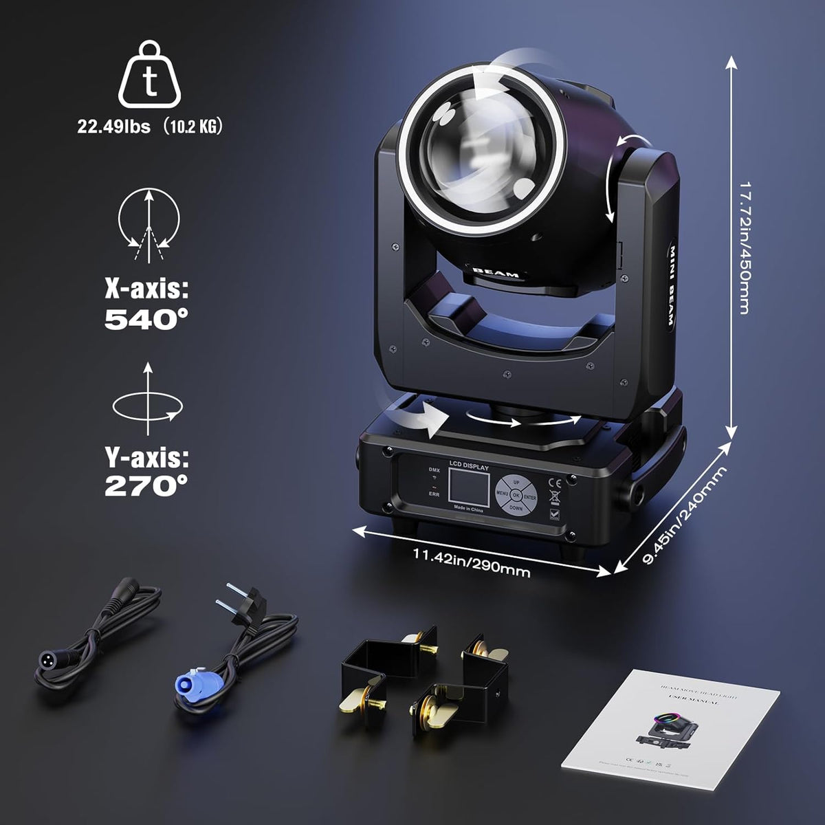 Mini 230W 7R Beam Moving Head podiumlicht met RGB lichtring 13 kleuren 14 patronen party verlichting koplamp voor disco club live show bar bruiloft Kerstmis podiumtechniek