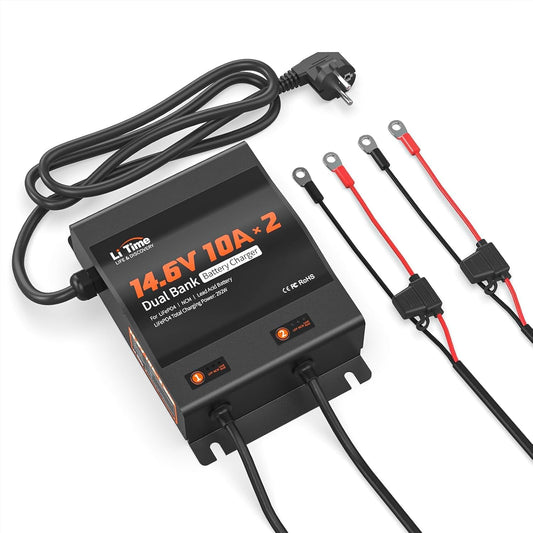 LiFePO4 Acculader – Batterijlader – Oplader – Lithium Acculader – 12V Accu Oplader – 2 Kanalen – IP67 Waterdicht – Anderson Aansluiting – LED-Display