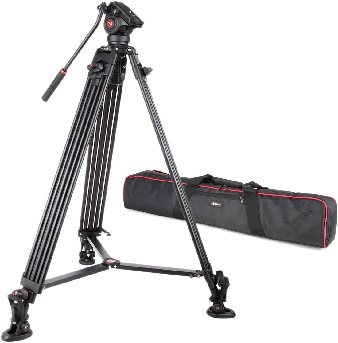 Driepootstatief met vloeistofdragkop – Camerastatief – Fotostatief – Videostatief – Panoramastatief – 188 cm / 74 inch – Aluminiumlegering – 12 kg Draagvermogen