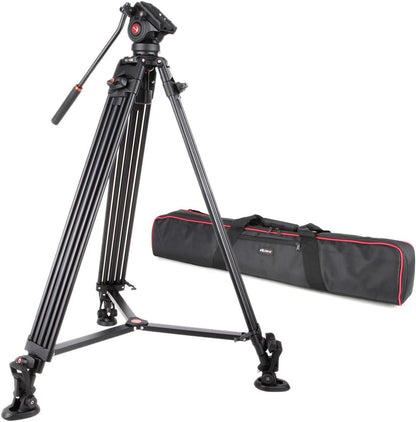 Driepootstatief met vloeistofdragkop – Camerastatief – Fotostatief – Videostatief – Panoramastatief – 188 cm / 74 inch – Aluminiumlegering – 12 kg Draagvermogen