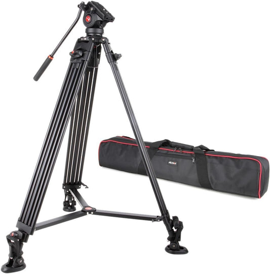 Driepootstatief met vloeistofdragkop – Camerastatief – Fotostatief – Videostatief – Panoramastatief – 188 cm / 74 inch – Aluminiumlegering – 12 kg Draagvermogen