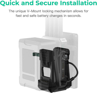 Accsoon V-Lock Accu-adapter, V-Mount batterijplaat met DC-voeding voor V-Mount batterij, compatibel met CineView Master 4K, CineView 2 SDI-zender, voor DSLR, camera