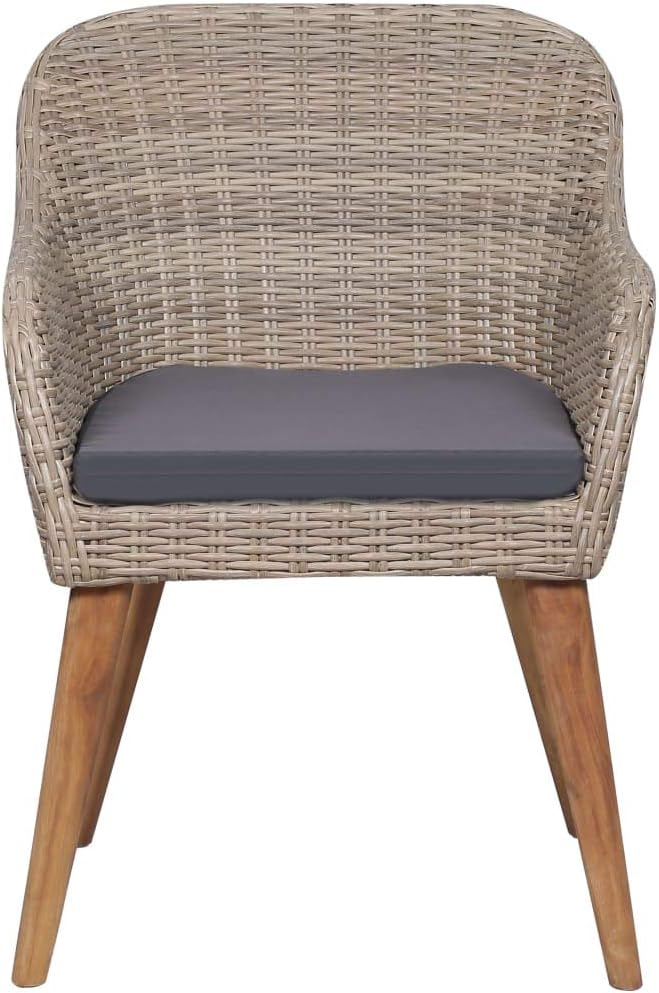 Tidyard garden chair with cushions 2 pieces, chair size: 56 × 60 × 82 cm (W × D × H), removable, washable cushion covers poly rattan brown - QUORE