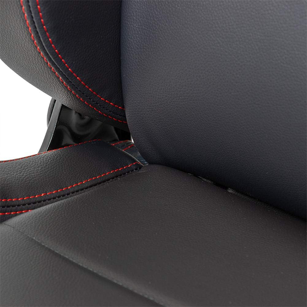 AutoStyle Sportstoel 'Eco' - Zwart Kunstleder + Rode stiksels - Rechterzijde verstelbare rugleuning - incl. sledes