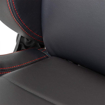 AutoStyle Sportstoel 'Eco' - Zwart Kunstleder + Rode stiksels - Rechterzijde verstelbare rugleuning - incl. sledes
