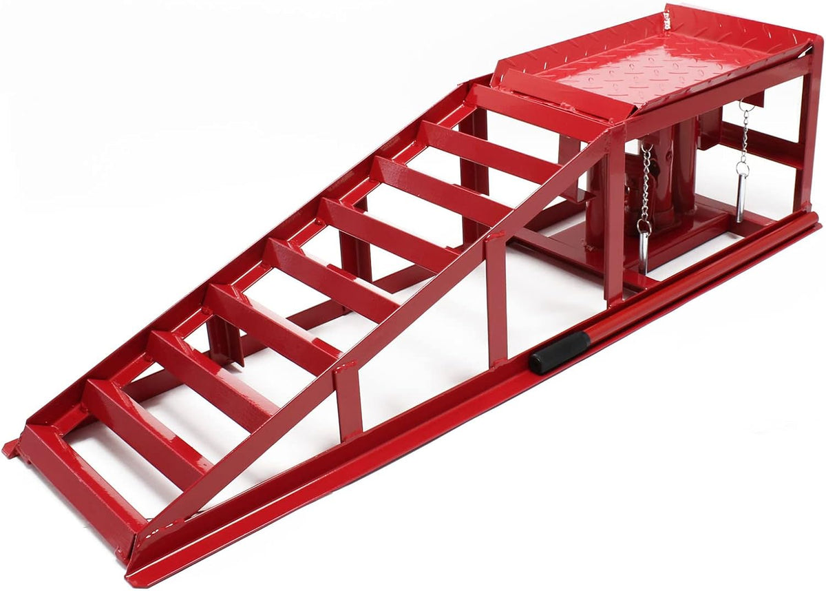 Oprijbokken met hydraulische krik – Oprijbrug – Hefbrug – Autobrug – Oprijplaat – Set van 2 – Traploos Verstelbaar Tot 30 Cm – 2000 Kg Per Blok