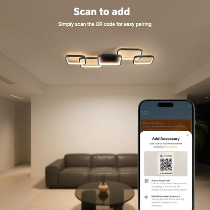 Led-plafondlamp, woonkamerlamp met mat, 56 W, 5600 lm, 3000-6500 K, compatibel met HomeKit, Alexa, Google en IFTTT, dimbare plafondlamp voor slaapkamer en woonkamer, zwart