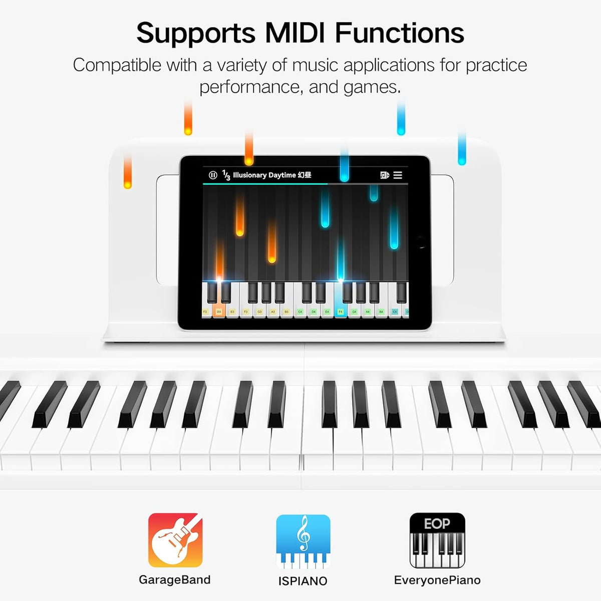 Digitale Piano – Keyboard – Pianotoetsenbord – E-Piano – Elektrische Piano – Wit – 88 Toetsen En Halfgewogen Toetsen – Bluetooth En Opnamefunctie